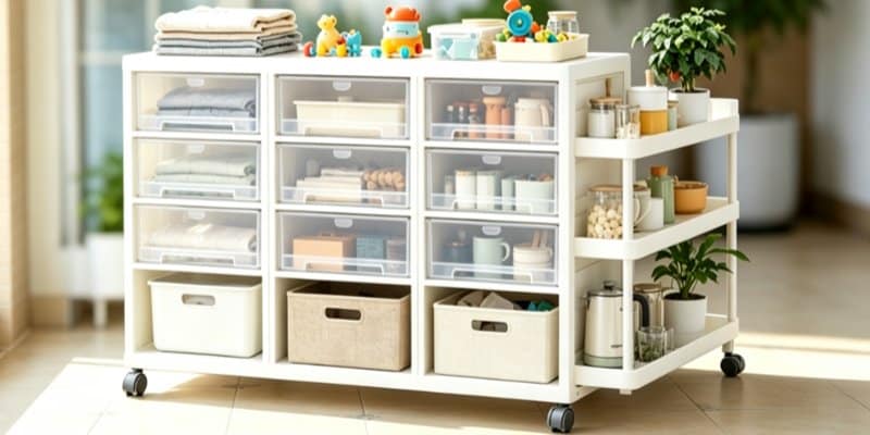 Plastic storage box configuration prepared for functional validation